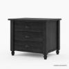 Picture of Moncton Black Solid Wood 3 Drawer Nightstand