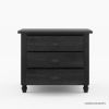 Picture of Moncton Black Solid Wood 3 Drawer Nightstand