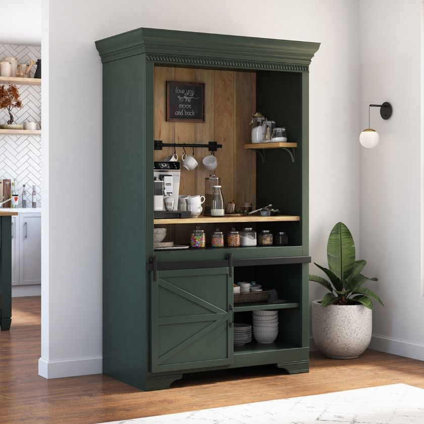 Picture of Sherbrooke Large Farmhouse Coffee Bar Hutch with Barn Doors