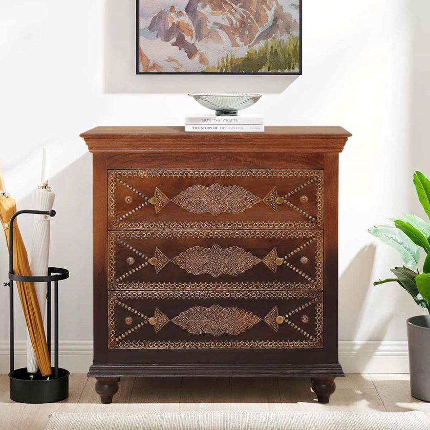 Picture of Coalinga Traditional Rustic Solid Wood 3 Drawer Small Dresser