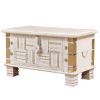 Picture of Gilroy Solid Wood Whitewash Distressed Handcraved Coffee Trunk Table
