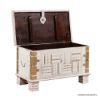 Picture of Gilroy Solid Wood Whitewash Distressed Handcraved Coffee Trunk Table