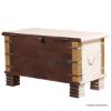 Picture of Gilroy Solid Wood Whitewash Distressed Handcraved Coffee Trunk Table