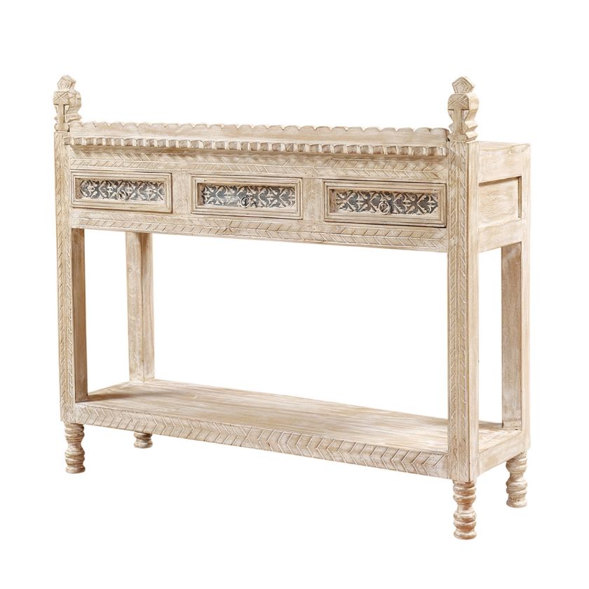 Picture of Goleta Shabby Chic Traditional 3 Drawer Vintage Console Table