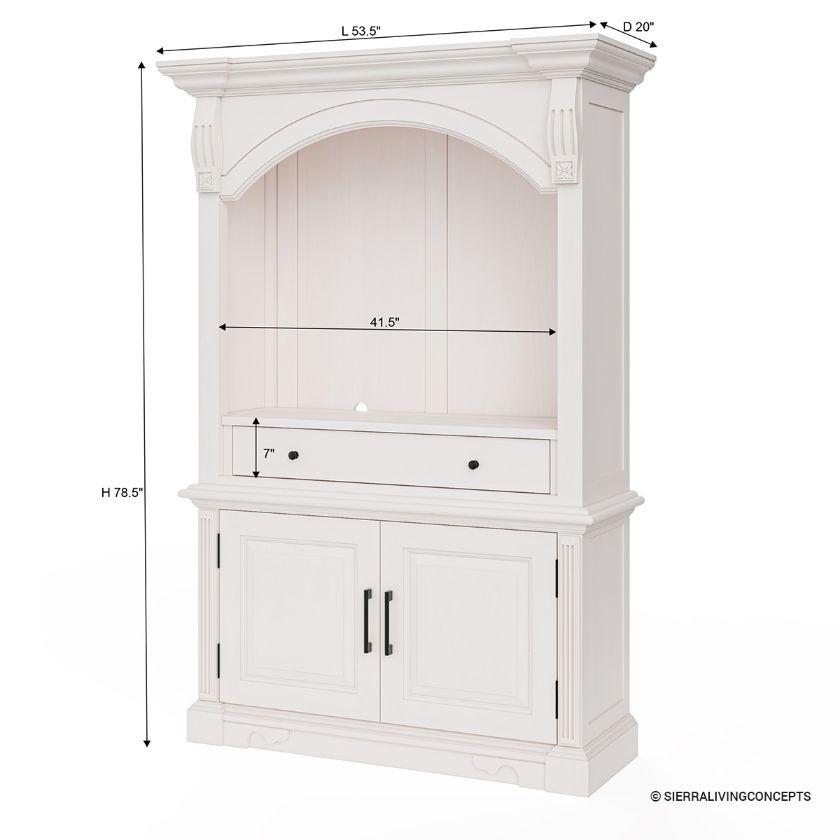 Oldenburg Mahogany Wood Farmhouse Style Coffee Hutch Cabinet Dimension Image