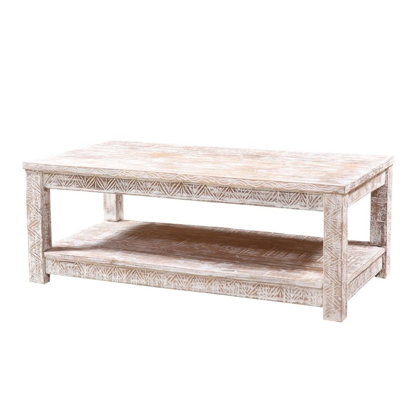 Picture of Gridley Whitewashed Traditional Rectangular Coffee Table