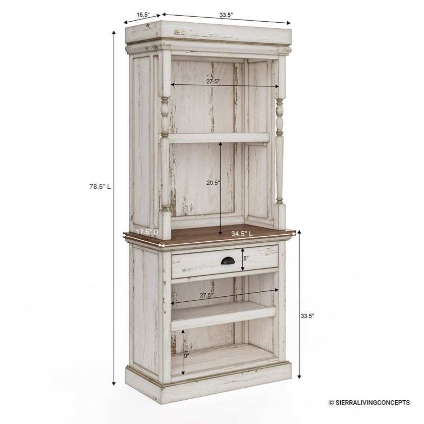 Brunswick Mahogany Wood Farmhouse Style Coffee Bar Hutch Dimension Image