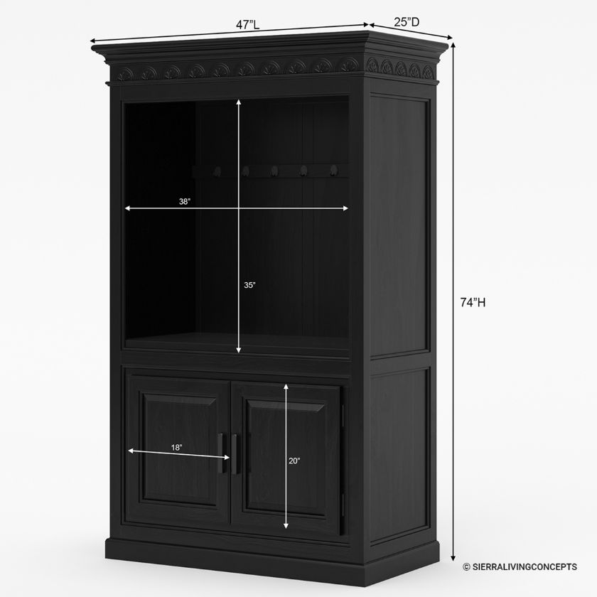 Wuppertal Solid Wood Traditional Kitchen Coffee Bar Hutch Dimension Image