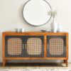 Picture of Willows Modern Rustic Solid Wood 2 Tone Rattan Door Buffet Sideboard