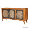 Picture of Willows Modern Rustic Solid Wood 2 Tone Rattan Door Buffet Sideboard
