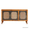 Picture of Willows Modern Rustic Solid Wood 2 Tone Rattan Door Buffet Sideboard