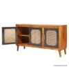 Picture of Willows Modern Rustic Solid Wood 2 Tone Rattan Door Buffet Sideboard