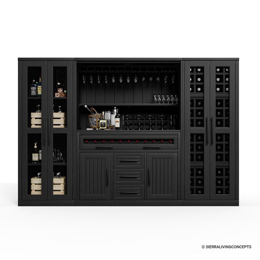 Lisbon Black Wine Bar Cabinet With Fridge Space Size Image