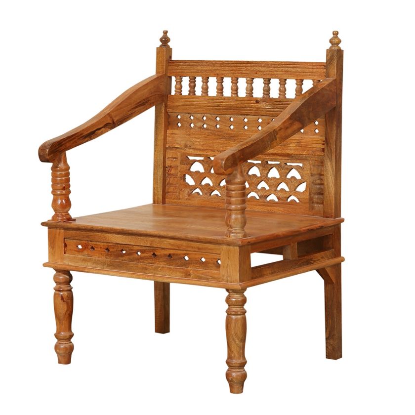 Picture of Sonora Rustic Traditional Hand Carved Wood Frame Sofa Chair		