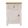 Picture of Lafayette Weathered Whitewashed Mandala Solid Wood Nightstand