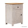 Picture of Lafayette Weathered Whitewashed Mandala Solid Wood Nightstand