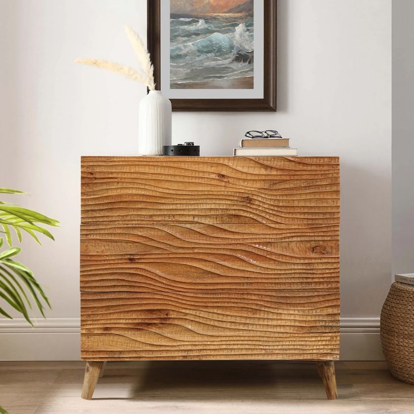 Picture of Solvang Modern Rustic Solid Wood 3 Drawer Dresser