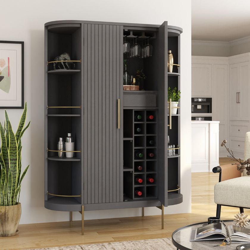 Picture of Beringen Solid Wood Modern 2 Door Liquor Bar Cabinet