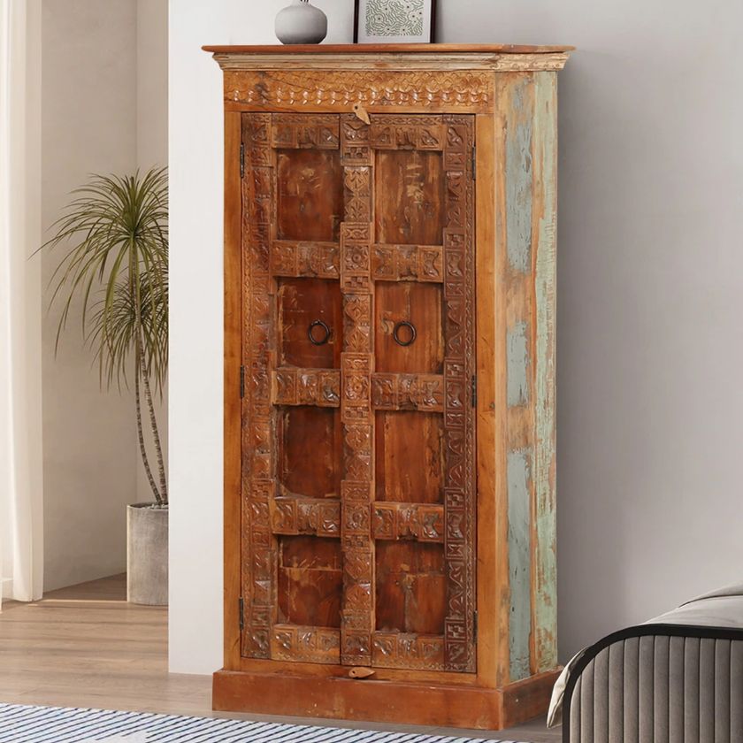 Picture of Westminster Traditional Hand Carved Rustic Solid Wood 3 Tier Armoire