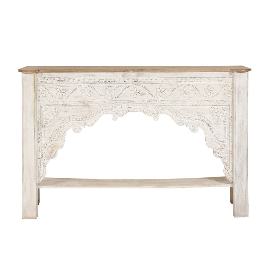 Picture of Rustic Solid Wood 2 Tone Handcrafted Entryway Console Table