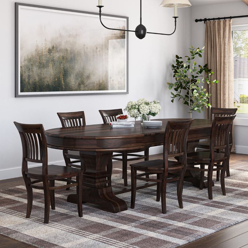 Picture of Tuscan Trestle Solid Wood Dining Table And Chair Set