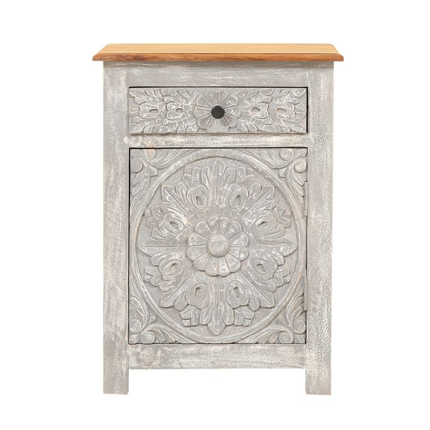 Picture of Carroll Solid Wood Handcarved 1 Drawer Nightstand