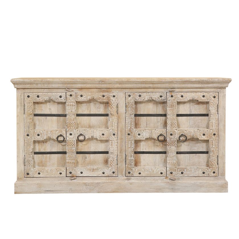 Picture of Decorah Rustic Solid Wood 4 Door Traditional Long Buffet Sideboard