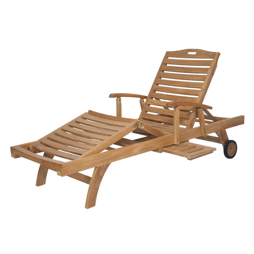 Picture of Wallace Rustic Teak Wood Outdoor Chaise Lounge Chair