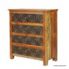 Picture of Perris Rustic Solid Wood Multi Tone 4 Drawer Dresser