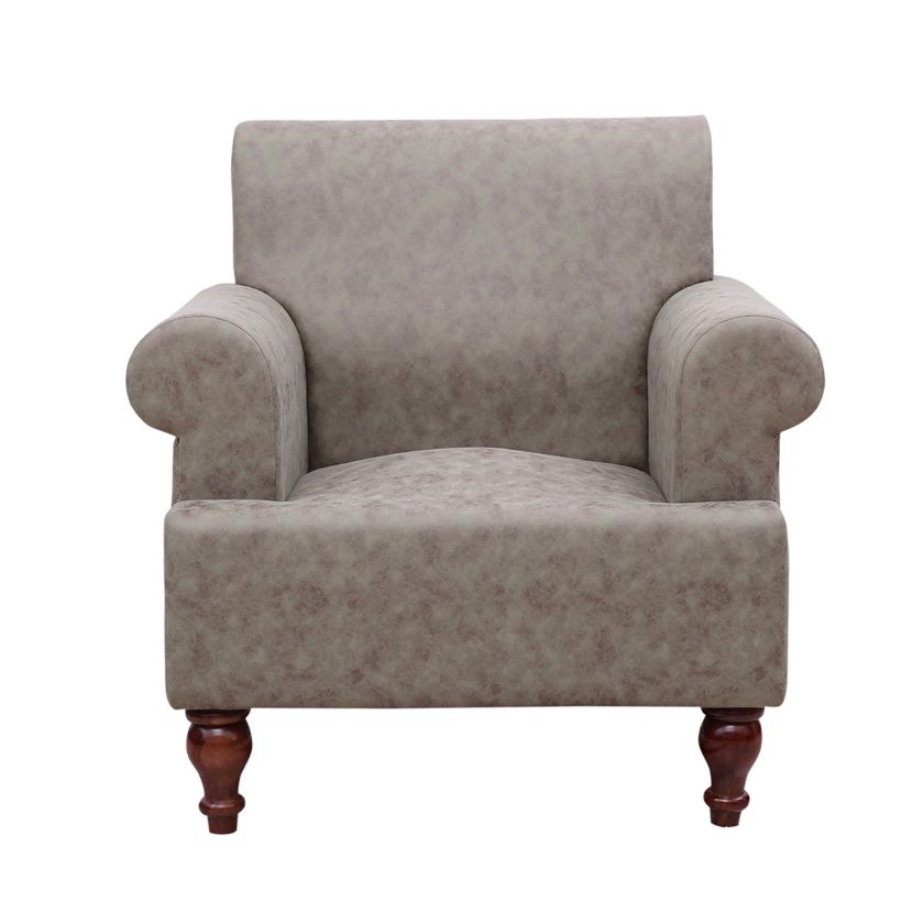 Picture of Valinda Solid Wood Vintage Upholstered Gray Sofa Chair		