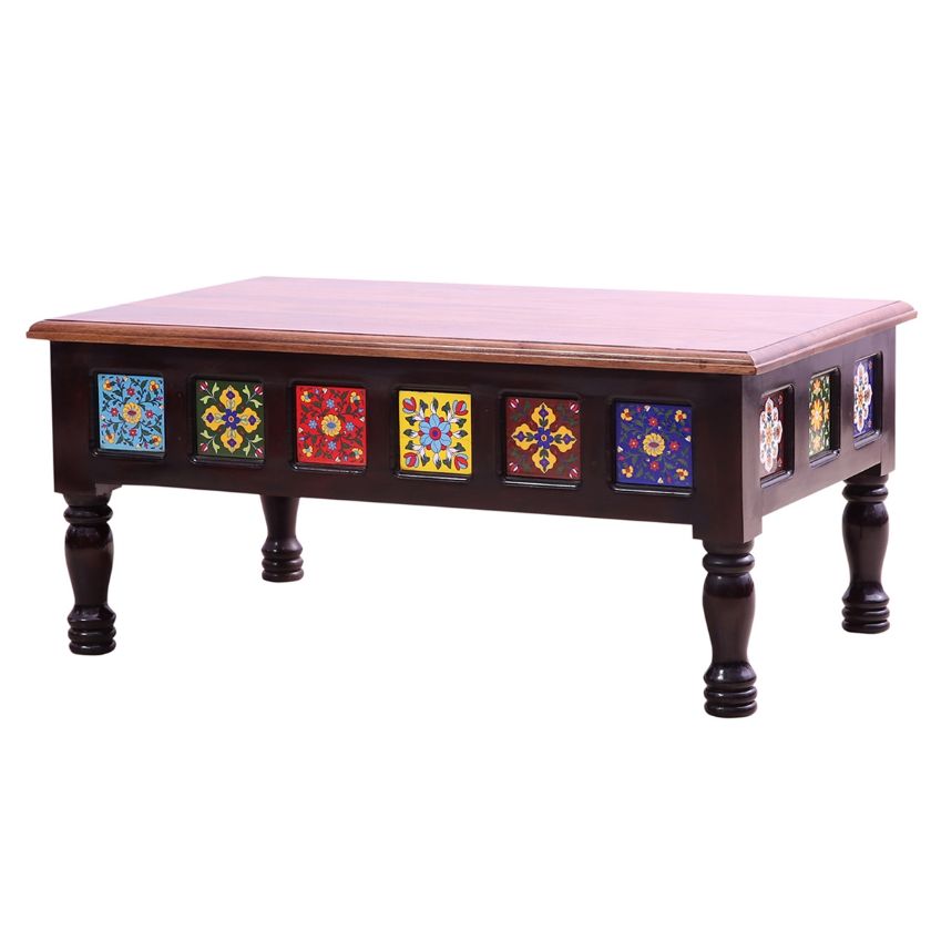 Picture of Bisbee Boho Solid Wood Coffee Table With Ceramic Tiles