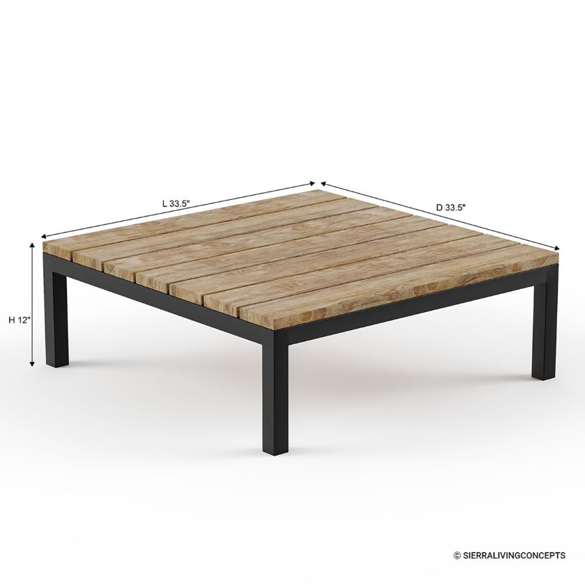 Florence Teak Wood Square Outdoor Coffee Table Dimension Image