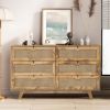 Picture of Parkway Rustic Modern Solid Wood 6 Drawer Rattan Dresser
