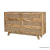 Picture of Parkway Rustic Modern Solid Wood 6 Drawer Rattan Dresser