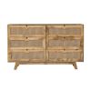 Picture of Parkway Rustic Modern Solid Wood 6 Drawer Rattan Dresser