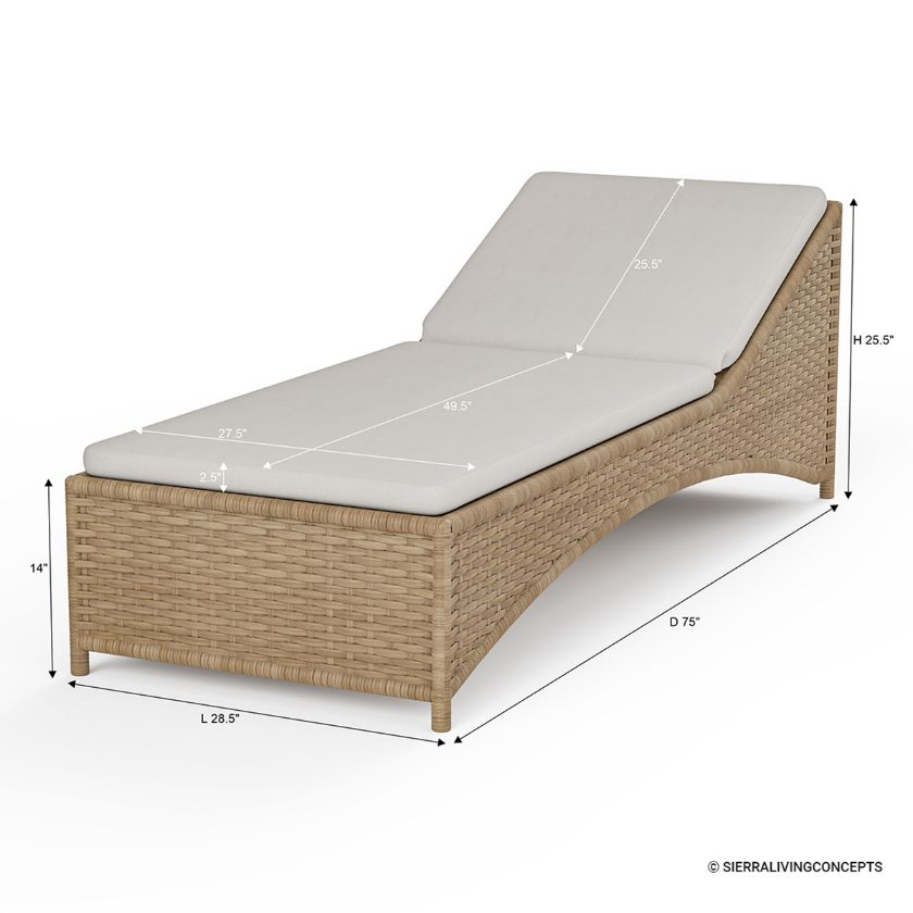 Bearsden Wicker Outdoor Chaise Lounge Dimension Image