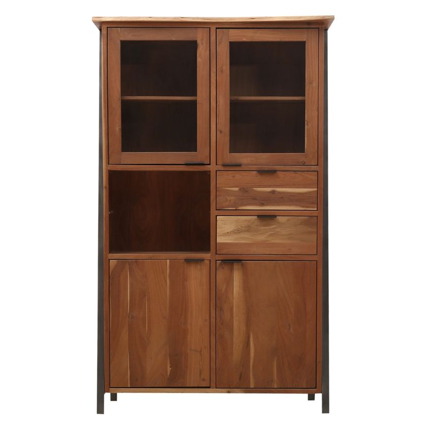 Picture of Earlimart Industrial Style Rustic Solid Wood Dining Hutch
