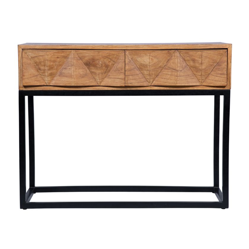 Picture of Airdrie Mindi Wood With Metal Base 2 Drawer Hallway Console Table