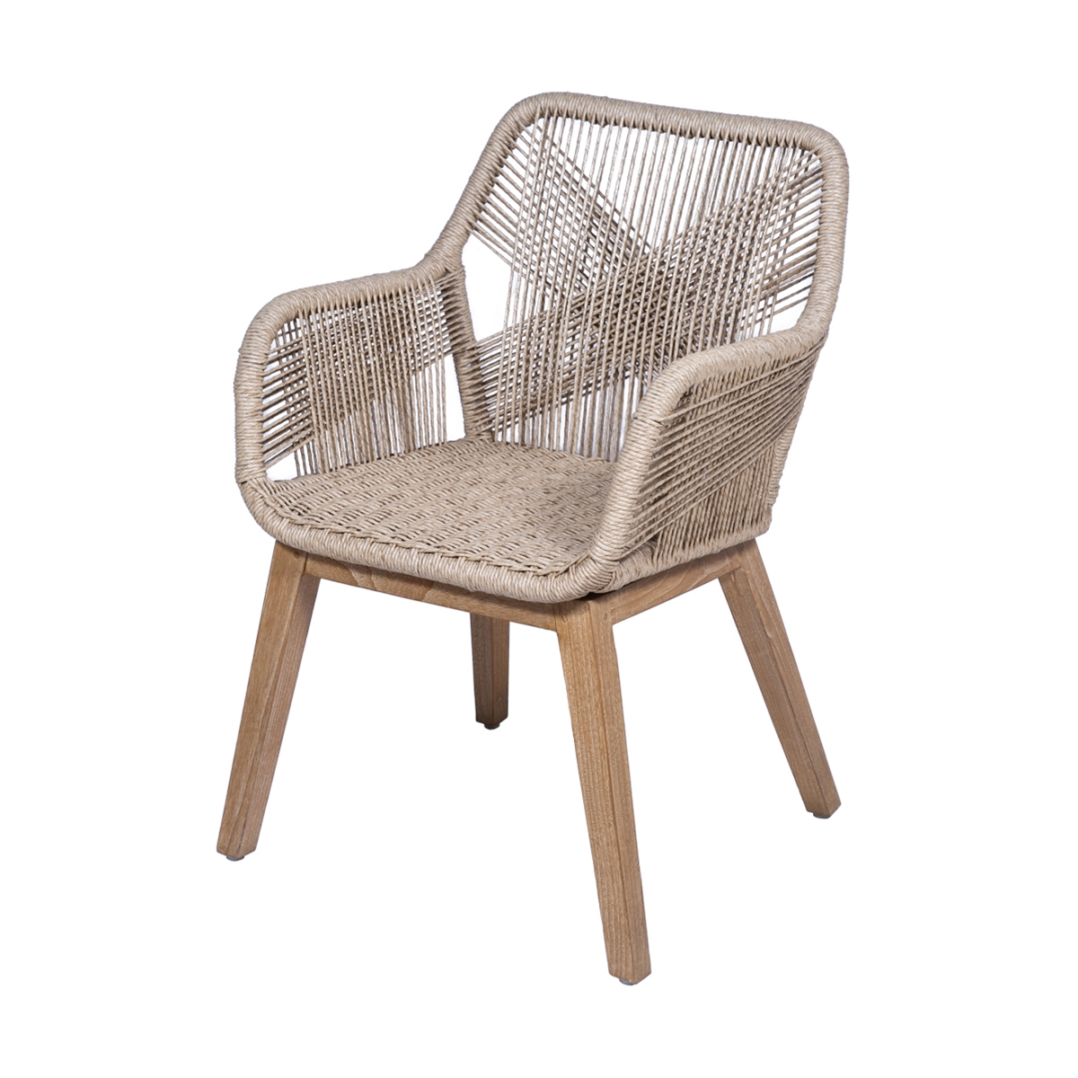 Alloa Rustic Teak Wood Woven Rope Dining Chair.
