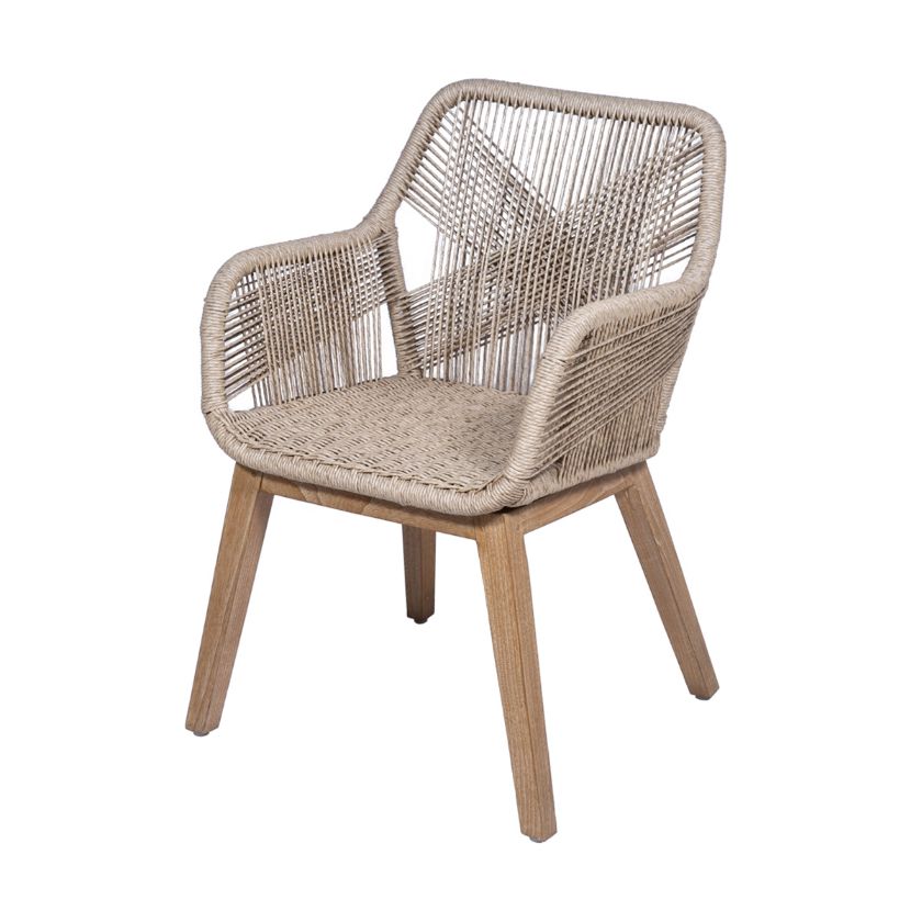 Picture of Alloa Rustic Teak Wood Woven Rope Dining Chair