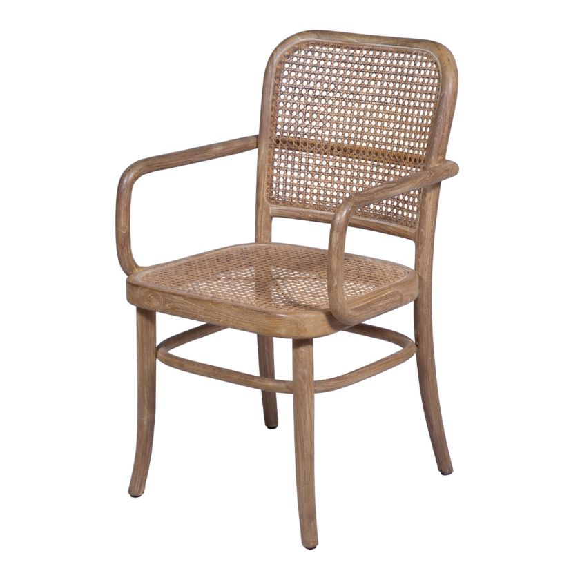Picture of Wishaw Rustic Teak Wood Woven Rattan Dining Chair