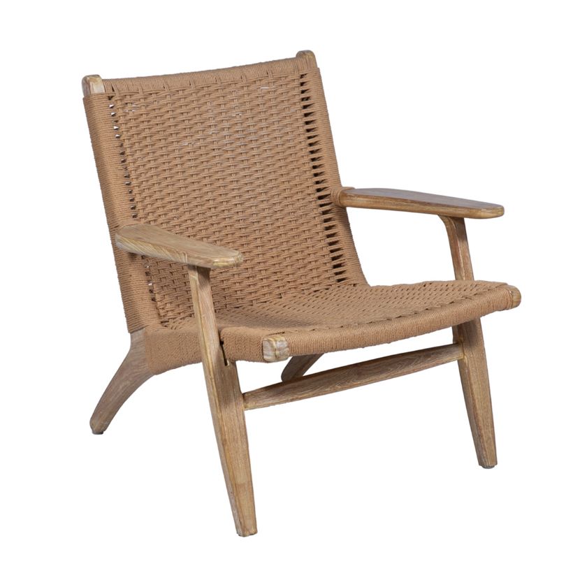 Picture of Bearsden Rustic Teak Wood Woven Rope Lazy Chair