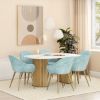 Picture of Darfield Solid Wood Marble Top Dining Table Set