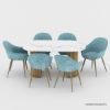 Picture of Darfield Solid Wood Marble Top Dining Table Set