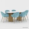 Picture of Darfield Solid Wood Marble Top Dining Table Set
