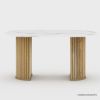 Picture of Darfield Solid Wood Oval Marble Dining Table