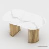 Picture of Darfield Solid Wood Oval Marble Dining Table