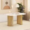 Picture of Darfield Solid Wood Oval Marble Dining Table