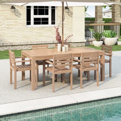 Picture of Dornbirn Outdoor Teak Dining Set with Umbrella Hole