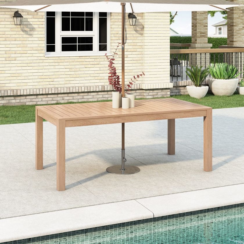 Picture of Dornbirn Teak Modern Outdoor Dining Table With Umbrella Hole